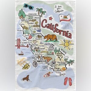 California Map Tea Towel